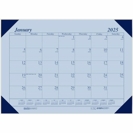House Of Doolittle EcoTones Recycled Monthly Desk Pad Calendar, 22 x 17, Cordovan Corners, 12-Month (Jan to Dec): 2025 HOD12473