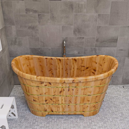 Alfi Brand ALFI brand AB1105 63" Free Standing Cedar Wooden Bathtub AB1105