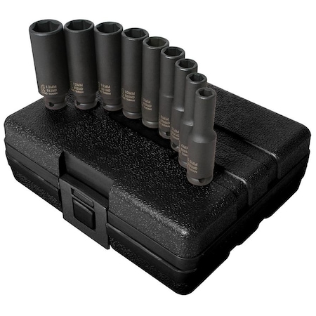 Sunex 1/4 in Drive Metric 6 Point Deep 9-Piece Impact Socket Set 1812