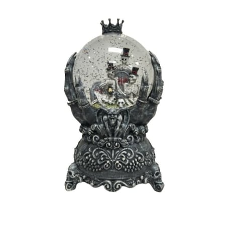 Santas Forest Halloween Water Globe with Skeleton Hand, 5 in H, Plastic, Black, Internal Light, Indoor 21947