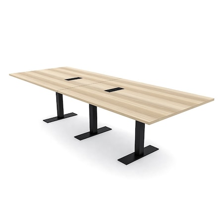 Skutchi Designs 12 Person Conference Table With Power Unit | 12' Rectangular Table | Harmony Series HAR-REC-48x144-T.BK-K525-EBLK