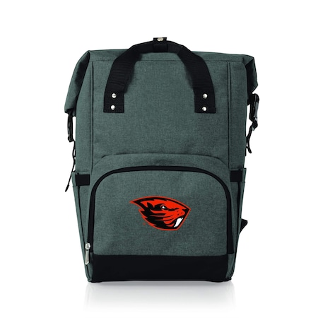 Picnic Time Family Of Brands NCAA Oregon State Beavers On The Go Roll-Top Backpack CoolerHeathered Gray 616-00-105-486-0