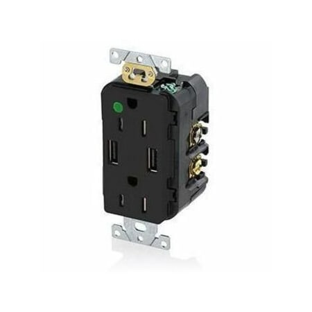 Leviton Straight Blade Receptacle, 5-15R, 15 A, 125V AC, 2 Pole, 3 Wire, Flush Mount, Self-Grounded T5632-HGE