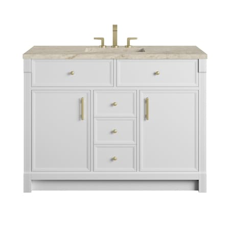 James Martin Vanities Bellshire 48" Single Vanity, Bright White w/ 3 CM Tajnar Eclos Top w/FreePower Wireless Charger 660-V48-BW-FTJR