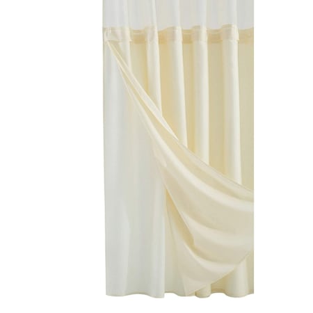 Homeroots Ivory Sheer and Grid Shower Curtain and Liner Set 399752