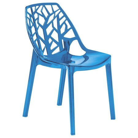 Leisuremod Cornelia Modern Stackable Dining Chair with Cut-Out Tree Design, Transparent Blue C18TBU