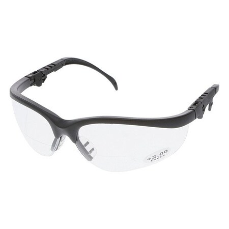 Mcr Safety KD3, Reader Safety Glasses, Anti-Scratch, Clear Lens, Half-Frame K3H20