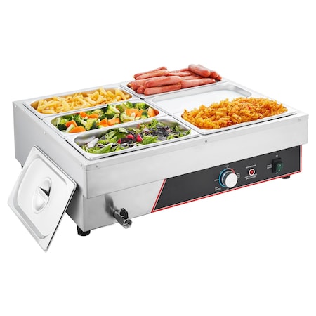 Vevor Commercial Food Warmer 6-Pan 1500W Buffet Bain Marie with Lid and Power Cord SKT1/1*2