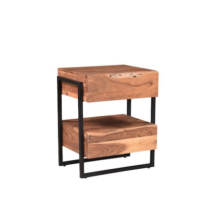 Homeroots 28" Brown Solid Wood Two Drawer Nightstand 521190