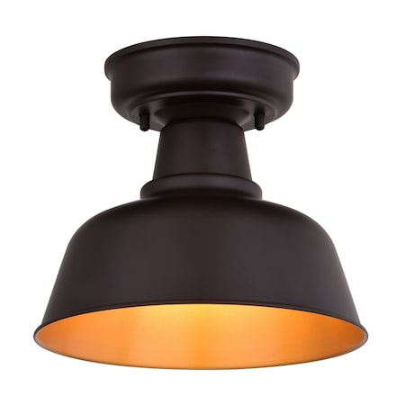 Vaxcel Cody Oil Rubbed Bronze and Light Gold Farmhouse Outdoor Flush Mount Ceiling Light T0770