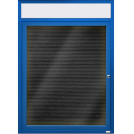 Aarco Illuminated Enclosed Letter Board Directory w/ Powder Coated Blue Al Frame and Header, 36''Hx30''W ADC3630HIB