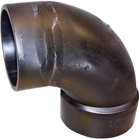 Canplas Sanitary Street Pipe Elbow, 4 in, Spigot x Hub, 90 deg Angle, ABS, Black 102454LBC