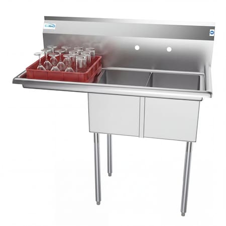 Koolmore 2 Compartment Stainless Steel NSF Commercial Kitchen Prep & Utility Sink with  Drainboard SB121610-16L3