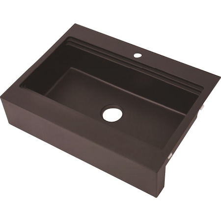 Cmi Compass Single Bowl 33''x24''x8'' Black Granite 7-1/2'' Flat Front Apron Work Station Sink 132-7936