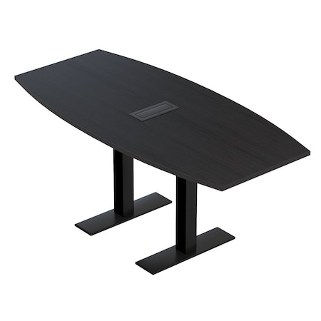 Skutchi Designs 6ft Boat Conference Table With Power | Harmony Series | 6 Person Meeting Room Table HAR-BOT-36X72-T.BK-U999ST19-EBLK