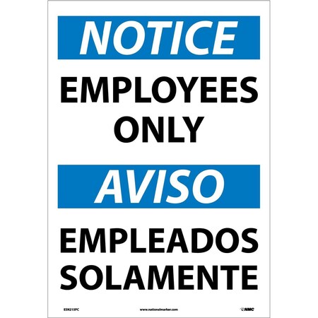 Nmc Notice Employees Only Sign - Bilingual, ESN215PC ESN215PC