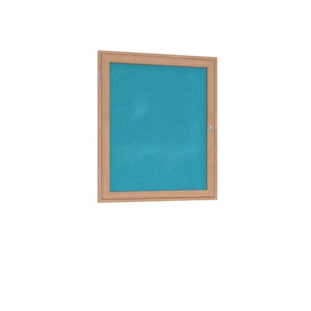 Ghent 1 Door Enclosed Fabric Bulletin Board, Oak Wood Frame, 36''H x 30''W, Teal PW13630F-97