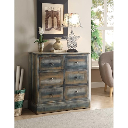 Oceantailer Home Roots Furniture  32 x 42 x 16 in. Wood & MDF Console Table - Antique White & Teal 286118