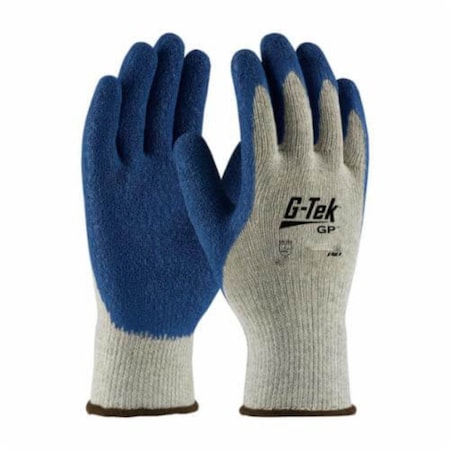 G-Tek Premium Grade General Purpose Gloves, Coated, Seamless Style, Medium, Latex Palm, Blue/Gray 39-C1300/M