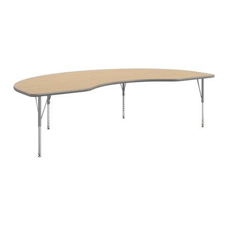 Flash Furniture Commercial Adjustable Height Kidney Activity Table with Short Legs in LT NAT XU-A4896-KIDNY-LTNAT-T-P-GG