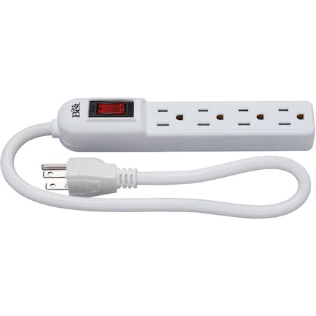 Do It Best 4-Outlet White Power Strip with 1-1/2 Ft. Cord LTS-4