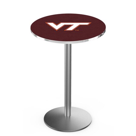 Holland Bar Stool Co 42" Stainless Steel Virginia Tech Pub Table, 36" dia. Top L214S4236VATech