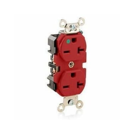 Leviton Straight Blade Receptacle, 6-20R, 20 A, 250V AC, 2 Pole, 3 Wire, Flush Mount, Grounded 8400-R