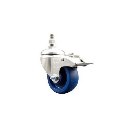 Service Caster 3 Inch 316SS Solid Polyurethane Swivel 10mm Stem Caster Total Lock Brake SCC SCC-SS316TSTTL20S314-SPUS-M1015