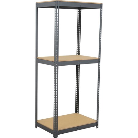 Global Industrial 3 Shelf, Heavy Duty Boltless Shelving, Starter, 36"W x 18"D x 60"H, Wood Deck B3164184
