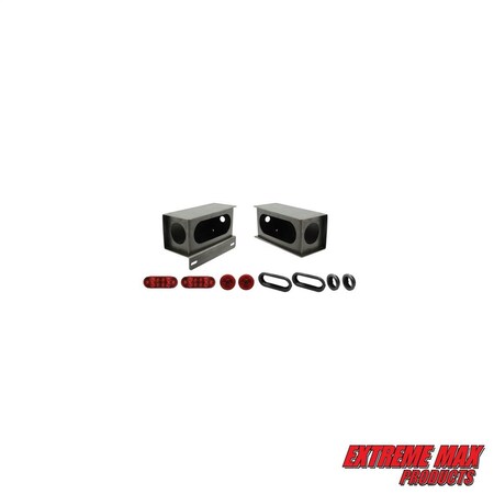 Extreme Max 5001.1352 Weld-On Steel Taillight Kit with License Plate Bracket and LED Lights 5001.1352