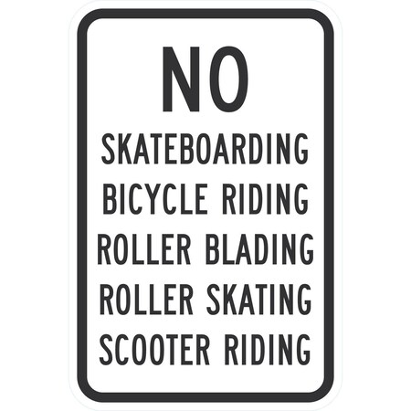 Lyle No Skateboarding, Bicycle Riding, , 12x18, Diamond Grade, White G-3012-DG_12x18