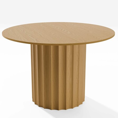 Homeroots 46" Brown Solid Wood Pedestal Base Round Top Dining Table 720994