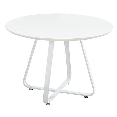 Homeroots 43" White Wood and Metal Sled Base Round Top Dining Table 555143