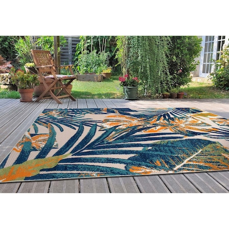 World Rug Gallery Tropical Leaves Indoor/Outdoor Area Rug 4 ft x 6 ft Multi 8012MULTI4X6