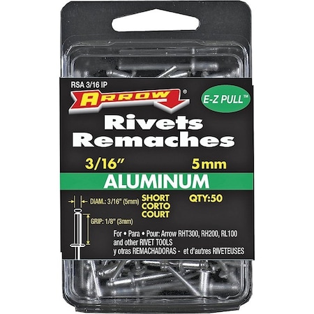 Arrow Fastener Rivets 50 Short Alum Arrow RSA3/16IP