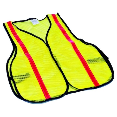 Msa Safety SAFETY WORKS SWX00354 HighVisibility Safety Vest, OneSize, Polyester, HookandLoop Closure SW406102-0