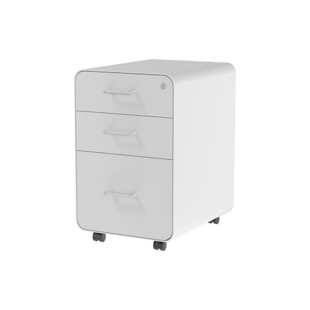 Monoprice Workstream by Rolling Round Corner 3-Drawer File Cabinet_ White 37877