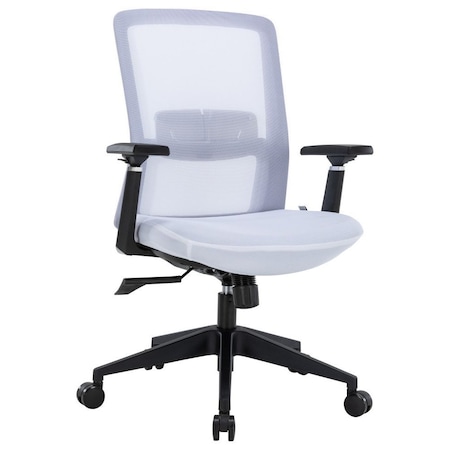 Leisuremod Ingram Office Task Chair with Adjustable Armrests and Swivel and Tilt, White/White IO20W-C