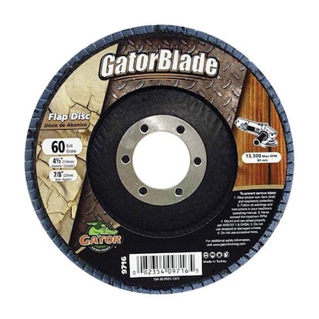 Gator Grit 9716 4.5 x 0.88 in Disc Flap Type 60 Grit 2463883