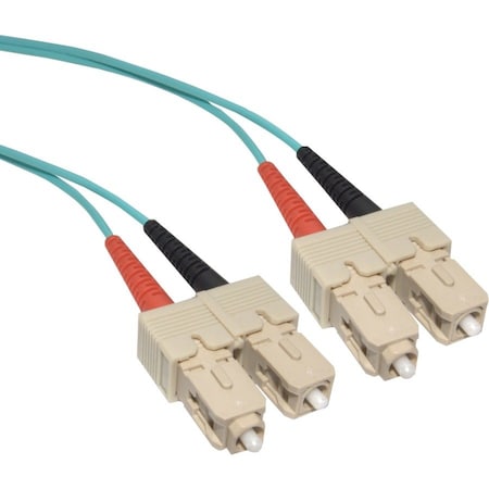 Cable Wholesale SC/UPC OM3 Duplex 2.0mm Fiber Optic Patch Cord, OFNR, Multimode 50/125, Aqua Jacket, Beige SCSC-31005