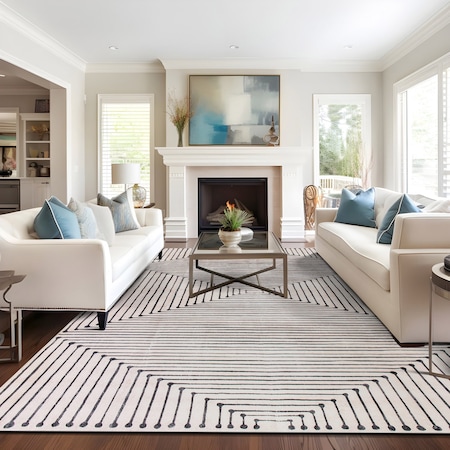 World Rug Gallery Bohemian Stripes Washable Non Slip Area Rug 9 ft x 12 ft Beige WR73BEIGE9X12