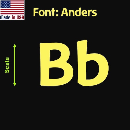 Aacc Self-Adhesive Vinyl Letter: b, Scale: 20 in. Color: Yellow Font: Anders by, 4PK AACC-Anders-lb-Yellow-I20x4