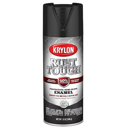 Krylon Rust Tough Enamel Spray Paint, Semi-Gloss, Black, 12 oz, Can K09267008