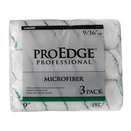 Linzer PROEDGE Multi-Pack Roller, 9/16 in Thick Nap, 9 in L, Microfiber Cover RS 1743 0900