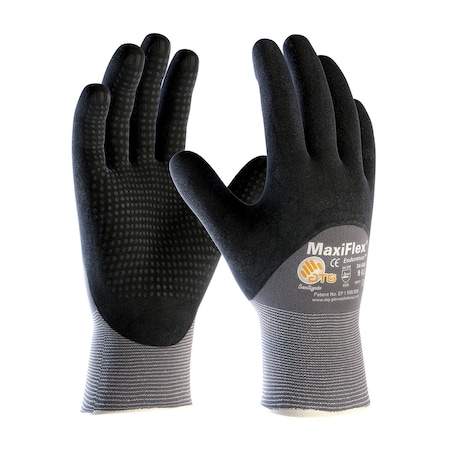 Atg Seamless Knit Nylon Glove w/Nitrile Coated MicroFoam Grip on Palm, Fingers&Knuckles, Micro Dot, 12PK 34-845/XXS