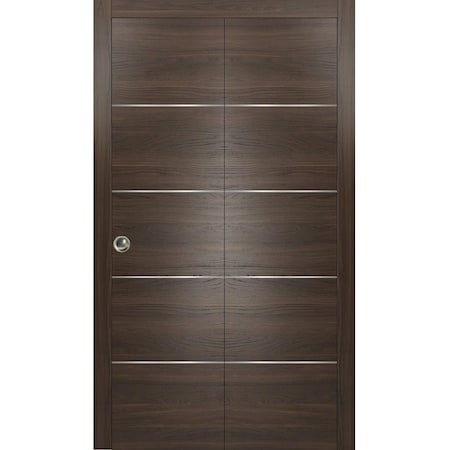 Sartodoors Sliding Closet Bi-fold Doors, Planum 0020 Chocolate Ash, Sturdy Tracks Moldings Trims Hardware Set,  PLANUM0020BF-CA-56 x 96 (2* 28x96)
