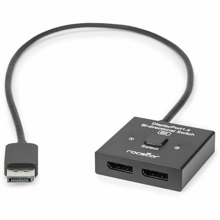 Rocstor PREMIUM 2X1 8K/4K DISPLAYPORT 1.4 BI-DIRECTIONAL KVM SWITCH - FIXED 1.6FT DISPLA Y10A336-B1