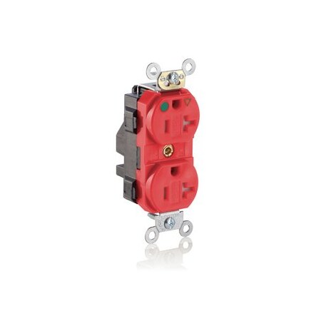 Leviton Lev-Lok Hospital Grade Tamper Resistant Duplex Receptacle, 20 Amp, 125 Volt MT830-IGR