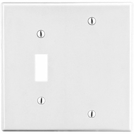 Hubbell Wiring Device-Kellems Toggle Switch/Blank Wall Plate, Number of Gangs: 2 Plastic, Satin Finish, White P113W