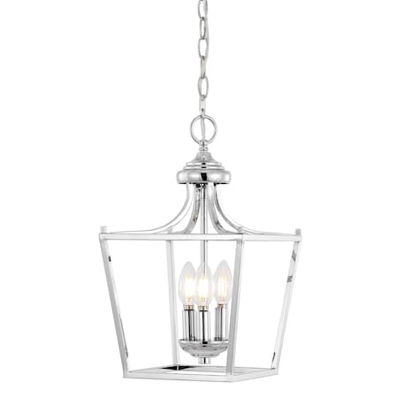 Jonathan Y Camden 10" 3-Light Iron Classic Midcentury Pendant Lantern, Chrome JYL7560B